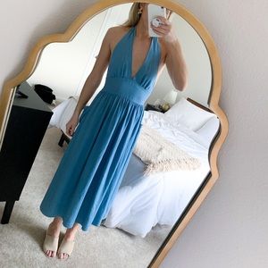 Blue Halter Top Midi Dress Urban Outfitters
